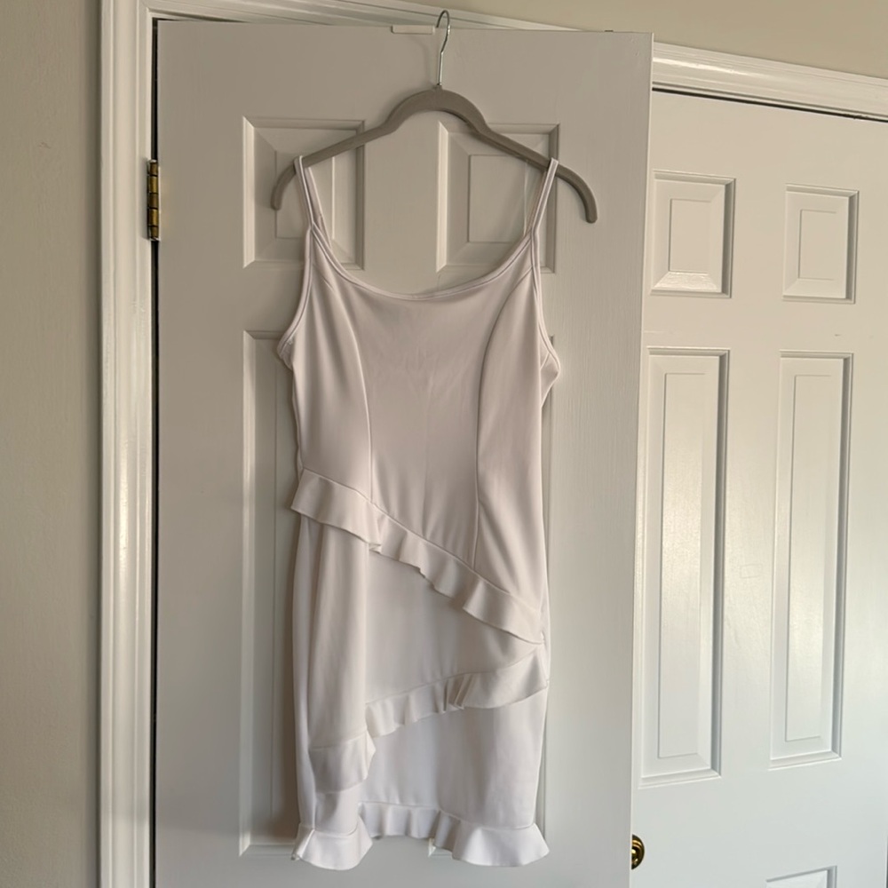 Short white dress with cute ruffles